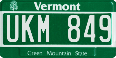 VT license plate UKM849
