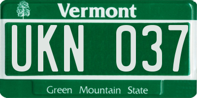 VT license plate UKN037