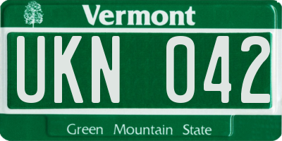 VT license plate UKN042