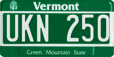 VT license plate UKN250