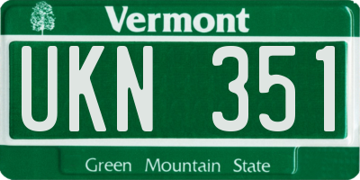 VT license plate UKN351