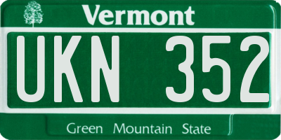 VT license plate UKN352