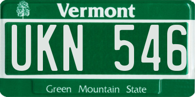 VT license plate UKN546