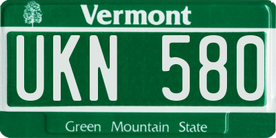 VT license plate UKN580