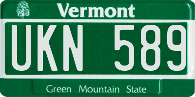 VT license plate UKN589