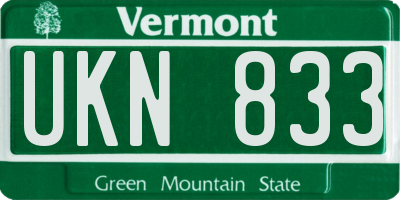 VT license plate UKN833