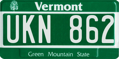 VT license plate UKN862