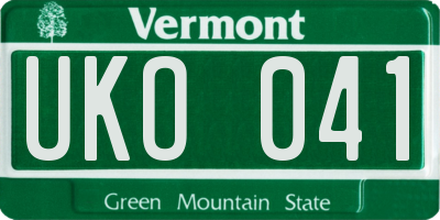 VT license plate UKO041