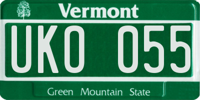 VT license plate UKO055