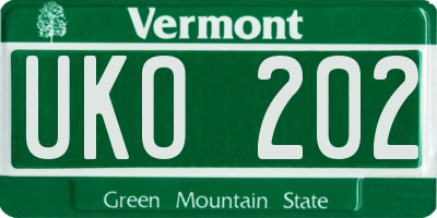 VT license plate UKO202