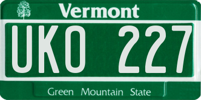 VT license plate UKO227