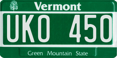 VT license plate UKO450