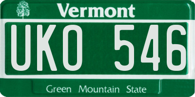 VT license plate UKO546