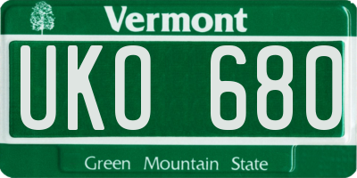 VT license plate UKO680