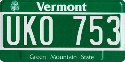 VT license plate UKO753