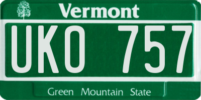 VT license plate UKO757
