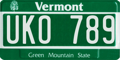 VT license plate UKO789