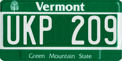 VT license plate UKP209