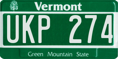 VT license plate UKP274