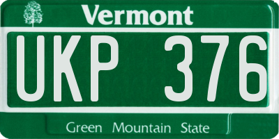 VT license plate UKP376