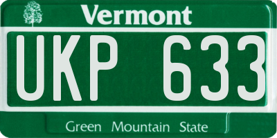 VT license plate UKP633