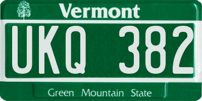 VT license plate UKQ382