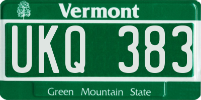 VT license plate UKQ383