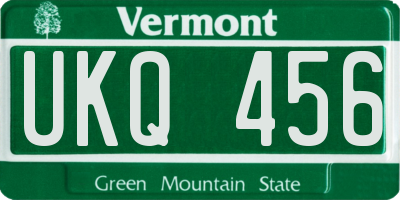 VT license plate UKQ456