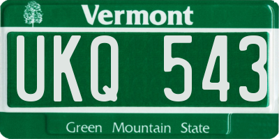 VT license plate UKQ543