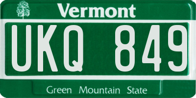 VT license plate UKQ849