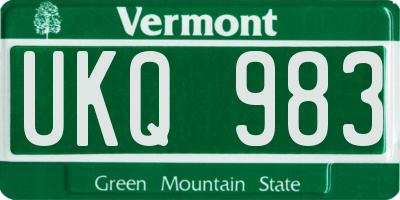 VT license plate UKQ983