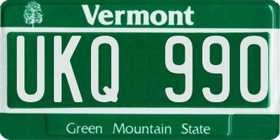 VT license plate UKQ990