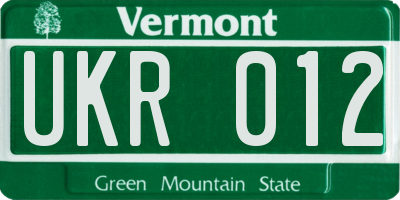 VT license plate UKR012