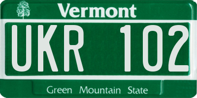 VT license plate UKR102