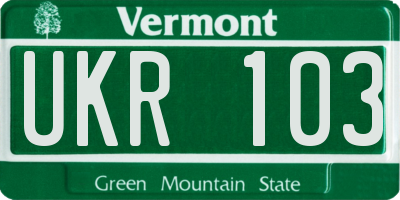 VT license plate UKR103