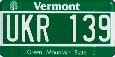 VT license plate UKR139