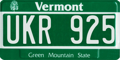 VT license plate UKR925