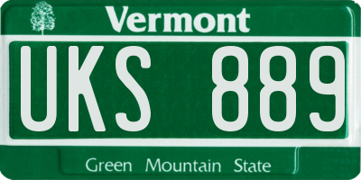 VT license plate UKS889