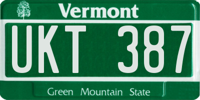 VT license plate UKT387
