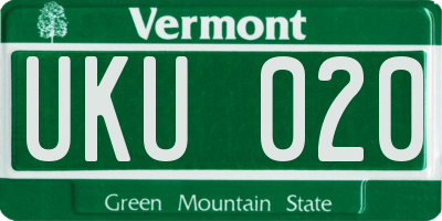 VT license plate UKU020