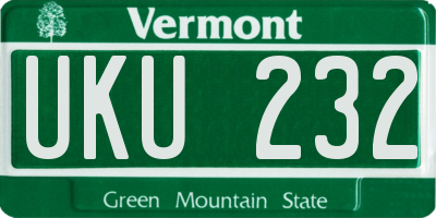 VT license plate UKU232