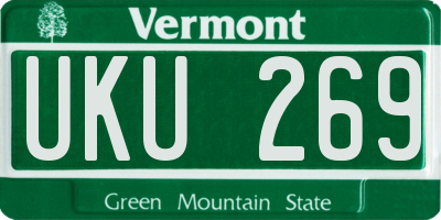 VT license plate UKU269
