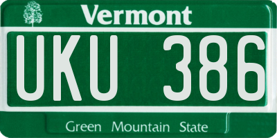 VT license plate UKU386