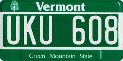 VT license plate UKU608