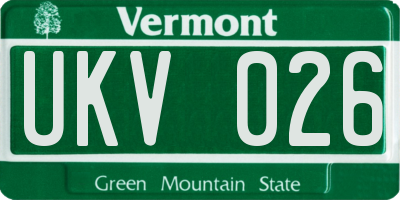 VT license plate UKV026