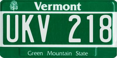 VT license plate UKV218
