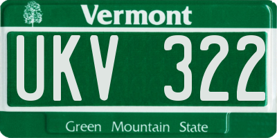 VT license plate UKV322