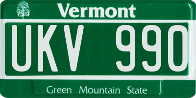 VT license plate UKV990