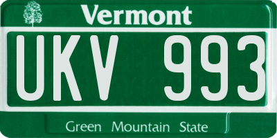 VT license plate UKV993