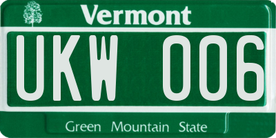 VT license plate UKW006